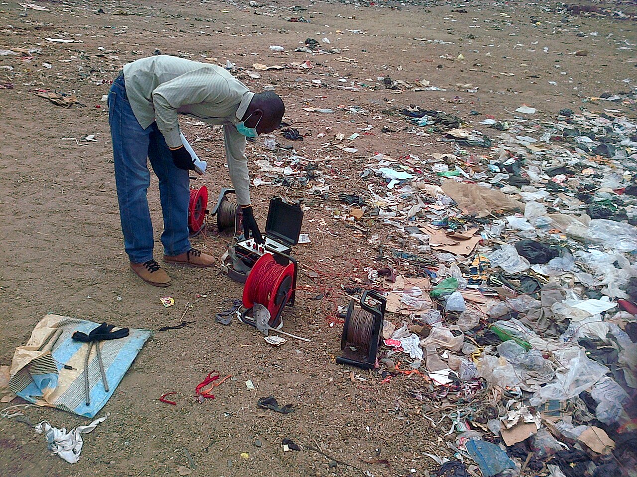 Geophysical field survey equipment in use in Nigeria